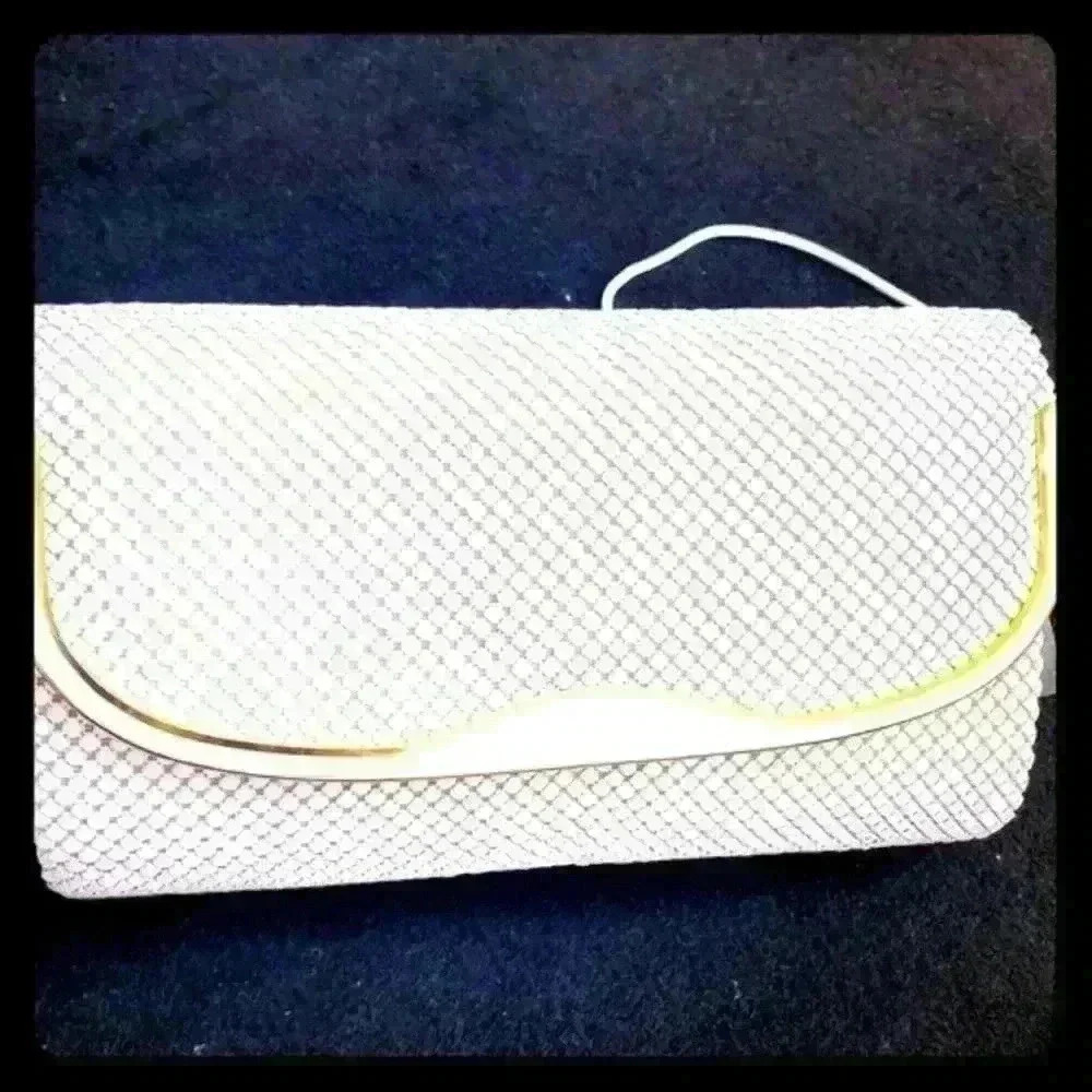 WHITE METAL MESH TABBY SHOULDER CROSSBODY BAG